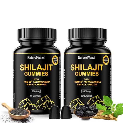 NaturePlanet Shilajit Gummies with Ashwagandha & Black Seed Oil (2-Pack)
