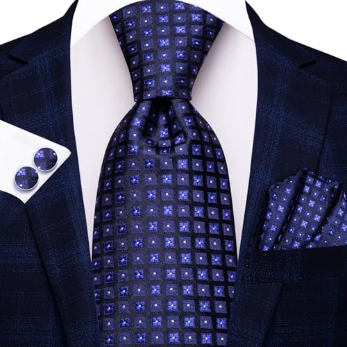Image of Dubulle Mens Tie and Lapel Pin Paisley Striped Floral Necktie for Men Pocket Square Cufflinks 4PCS Set Wedding Party