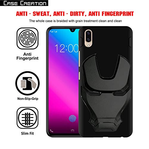 Image of COVERLY Official 3D Touch Feel Trending Marvel Avengers Logo Mask Soft Rugged Grip Silicone Iron Man Super Power Cartoon Movie Engraved Silicone Matte Back Cover for Vivo X23 - Black