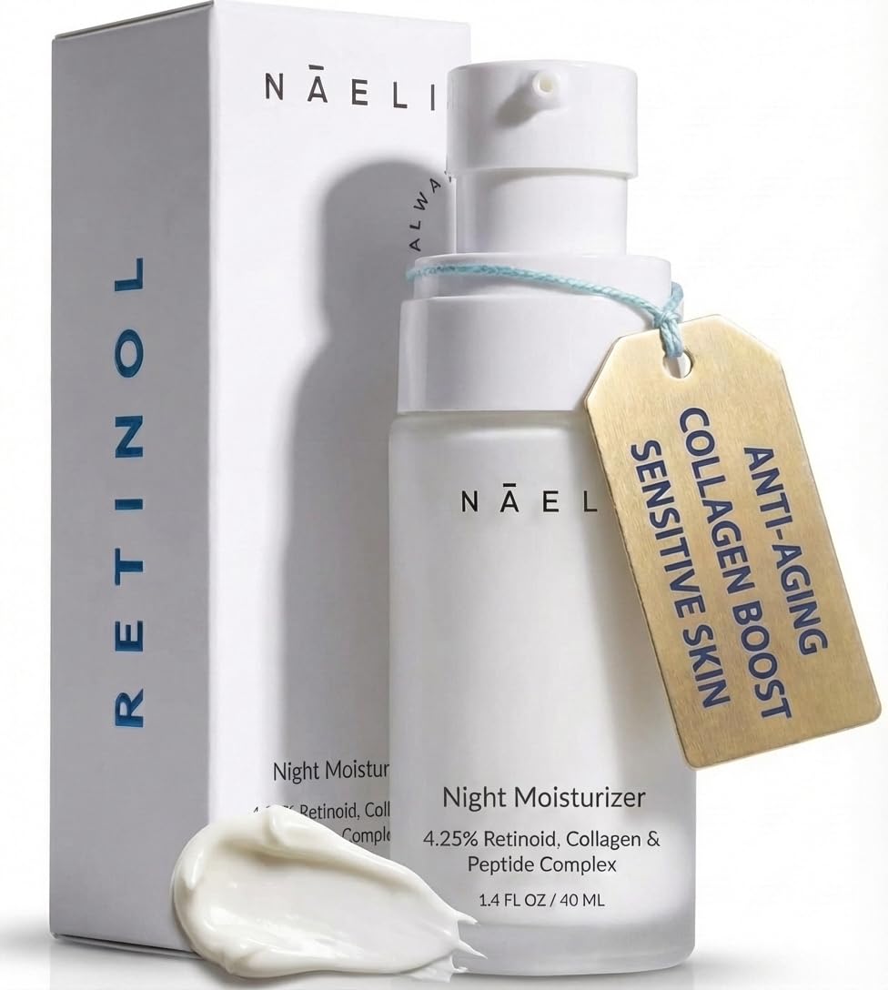 Retinol Night Moisturizer Cream for Face 2.5% with Collagen & Peptide Anti-Aging Complex for Wrinkles, Fine Lines & Skin Tone. Improves Skin Elasticity and Boosts Natural Collagen Production - 50ML.