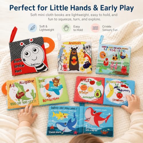 Baby Books Toys Gifts, Touch and Feel Cloth Crinkle Books for Babies,Infant Toddler Baby 0-3-6-12-18 Months,Early Learning Toys 6 to 12 Months 1-2 Years Old,Christmas Shower Gift for Boys Girls,6 PCS by bebe mondo - Used condition - Image 6