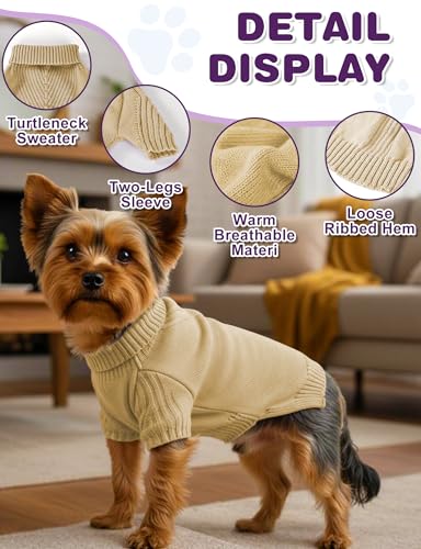 Image of Dog Sweaters for Small Medium Large Dog, Classic Turtleneck Pet Clothes Warm Thermal Doggy Winter Coat, Thick Double Knitting Collar Pullover Cold Weather Puppy Jacket for Indoor & Outdoor Wear