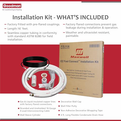 image for Goodman 18,000 BTU 18 SEER2 Ductless Mini Split Inverter Heat Pump Sys