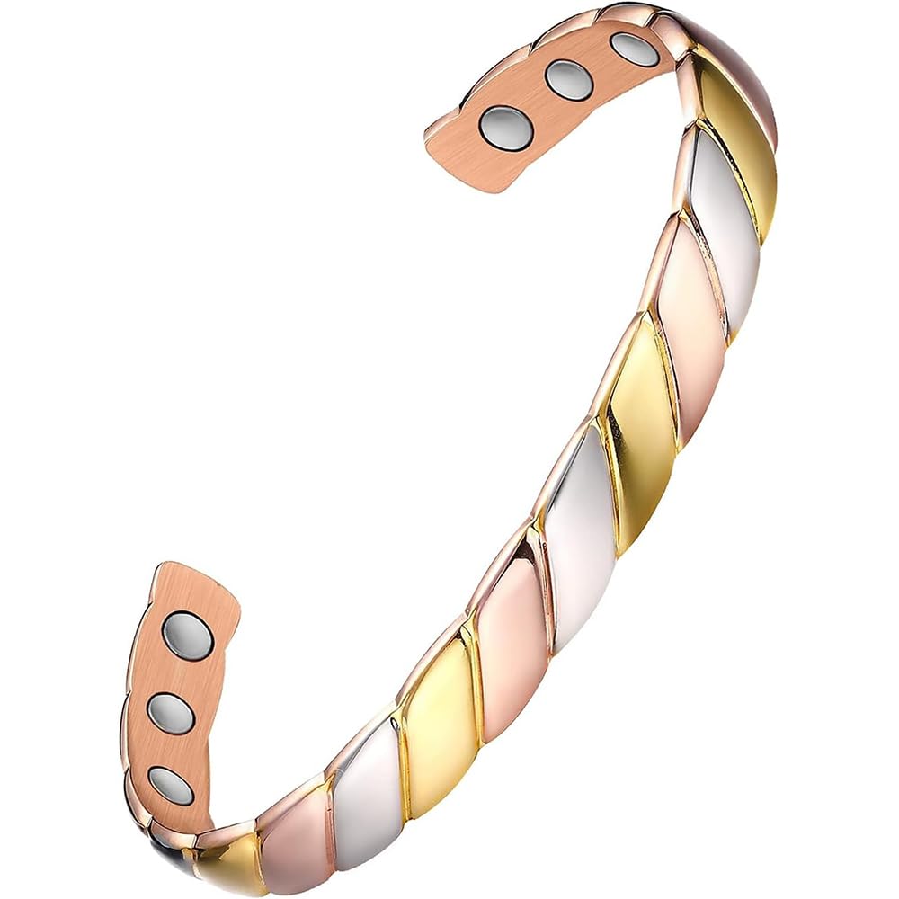 TOMVAESMagnetic Copper Bracelet for Men and Women – Lead-Free and Nickel-Free, Magnetic Bracelet for Relieving Arthritis, Carpal Tunnel, RSI, and Migraine Relief – Ideal Gift for Health and Wellness