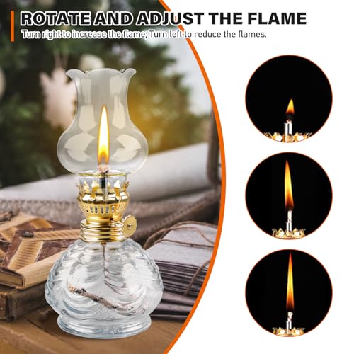 2 Stück Glas Petroleumlampe für Innenräume, Öllampen aus Glas, Vintage Petroliumöllampe mit Verstellbarer Flamme, Klassisches Petroleum Lampen, Retro Petroleumlampe, öl Lampe für Notfall Garten (W)