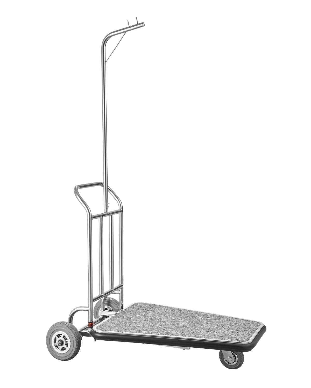 VEVOR Chariot à Bagages Hôtel, 272 kg, Chariot à Plate-forme de Concierge Finition Acier Inoxydable à 3 Roues en Caoutchouc, avec Moquette Grise, Porte-bagages pour Hôtels, Condos, Complexes Hôteliers