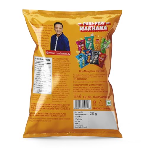 Image of Farmley Peri Peri Makhana | Roasted In Olive Oil | Healthy & Crunchy Snack | 20 g Pack (Pack of 1)