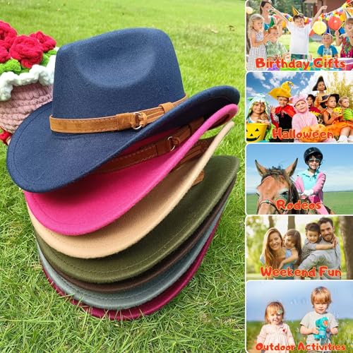 Toddler Baby Cowboy Hat, Boys Girls Cowgirl Hat with Leather Hatband, Wide Brim Infant Kids Western Cowboy Hat3