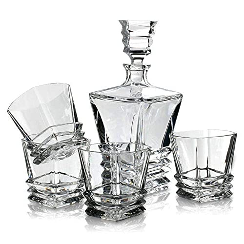 Royal Doulton Crystal Prism Decanter and 4-Pieces Tumblers Set