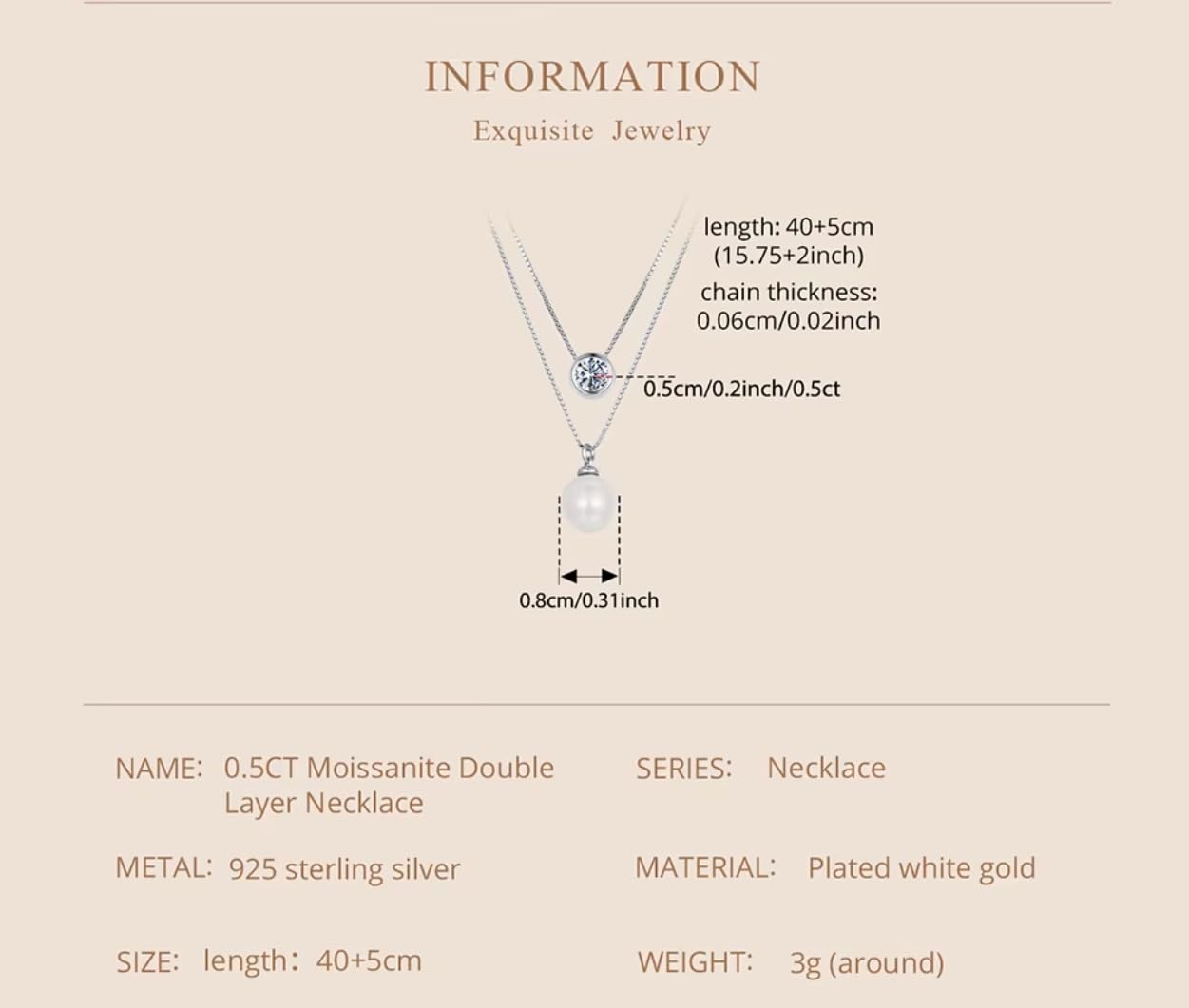 Collane Di Perle Di Moissanite Per Donna, Collana Girocollo A Doppio Strato In Argento Sterling 925, Eleganti Collane Di Gioielli
