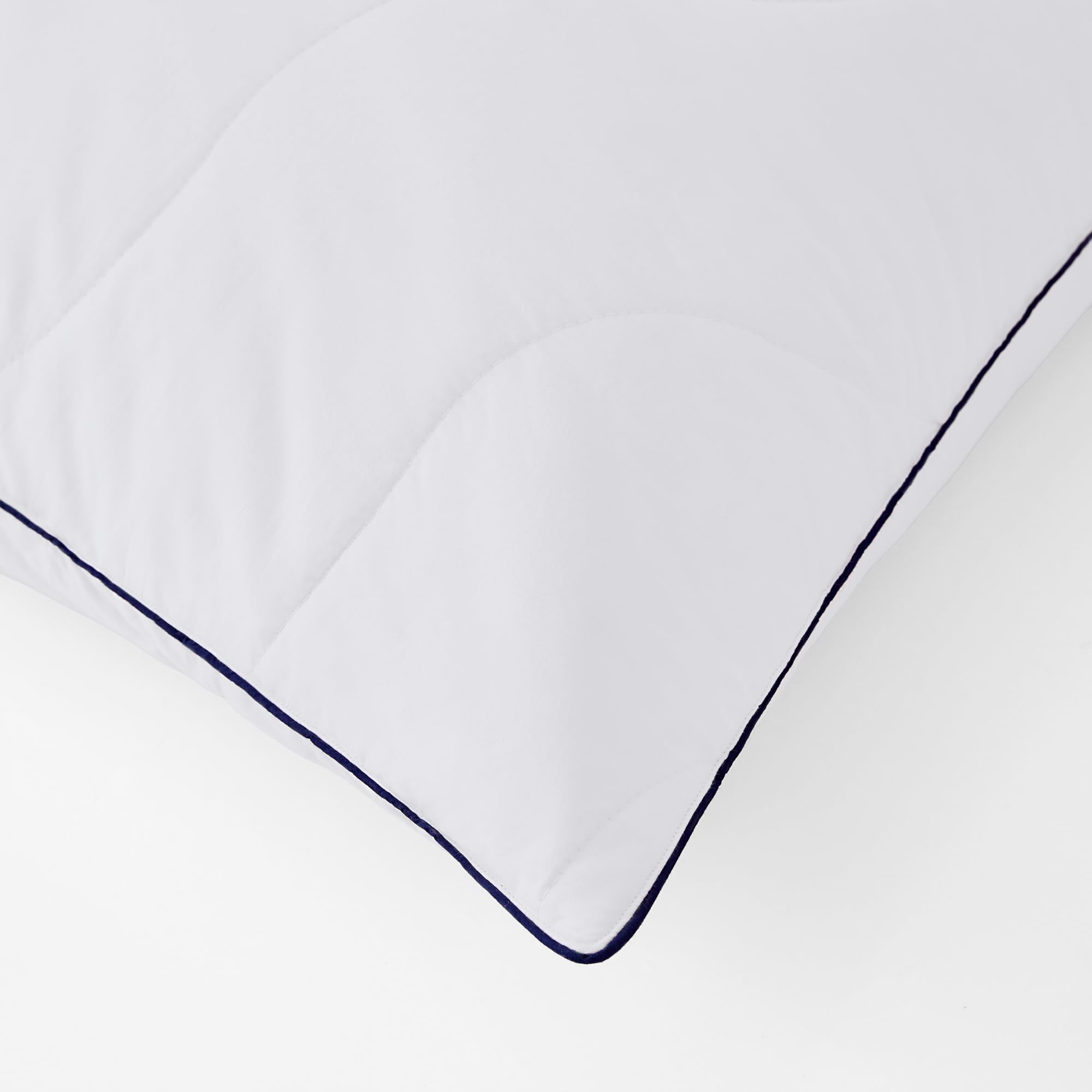 Kopfkissen Gänsefederkissen,Kissen mit Gänsefederfüllung, Ergonomisch optimiert Nackenstützkissen, 80X80cm Kissen 2er Set mit Bezug aus 100% Baumwolle Extra-Baumwollfüllung