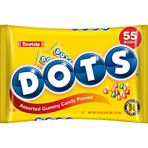 DOTS Individually Wrapped Candy - Original Gummy Candy 55 ct Mini Candy Boxes - Flavors Cherry, Lime, Orange, Lemon & Strawberry - Gluten Free, Kosher & Peanut Free Gumdrops