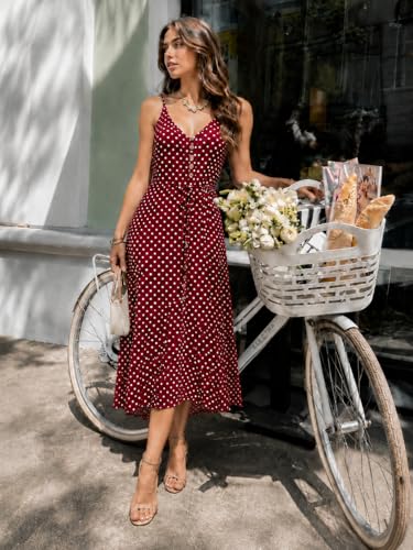 Image of BROVAVE Women's 2026 Summer Casual Boho Sundress Spaghetti Strap Midi Dress