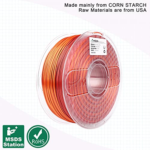 Amolen Pla 3D Printer Filament, Pla Filament 1.75Mm Silk Shiny Filament Red Gold Filament, 3D Printing Gradient Filament 1Kg/2.2Lb #TOP6