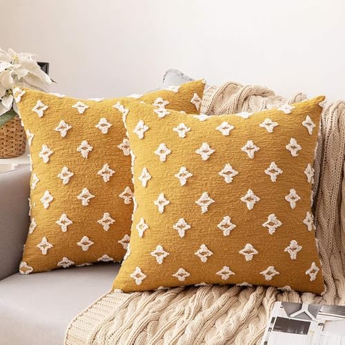 MIULEE Set of 2 Fall Decorative Throw Pillow Covers Rhombic Jacqu...