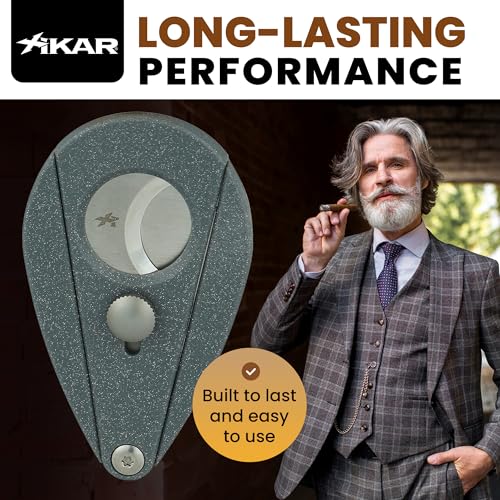 Xikar Xi2 Cigar Cutter - Precision Double Guillotine Cigar Snipper with 440 Stainless Steel Blades, Granite Gray | Rockwell C Rated 54 to 60 Ring Gauge Cigar Clipper - Ergonomic Teardrop Design - Thumbnail 4