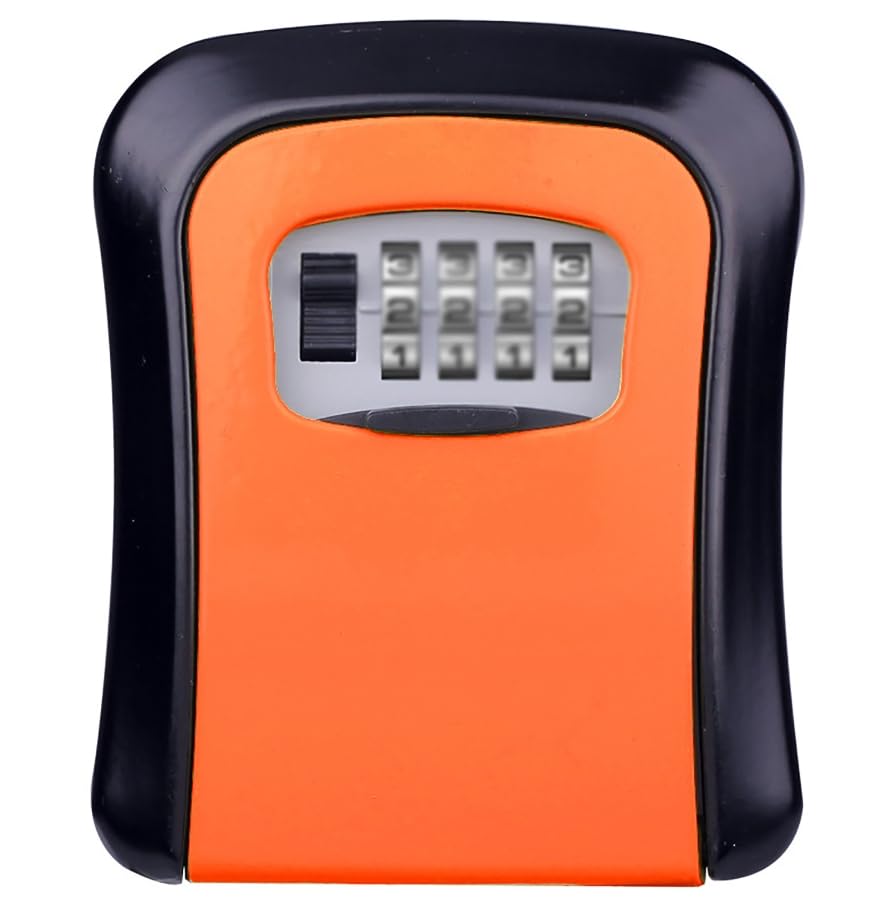 Cerradura Llave Caja Fuerte, Caja Fuerte de Pared con Llave combinada de aleación de Aluminio y Cubierta de protección Externa, Multicolor, 115 x 95 x 39 mm(Orange)