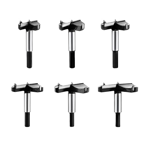 Forstner - Juego de brocas para madera, 6 piezas, vástago hexagonal, punta de carburo de tungsteno, sierra para madera dura, madera contrachapada de