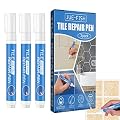 Hoghaki 3Pcs Grout Pen White Tile Paint Marker, Waterproof Grout Colorant and Sealers Pen, Tile Grout Paint Pen, White Grout Pen Quick Dry, for Kitchen, Bathroom, Wall, Floor