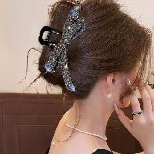 Pinzas para el cabello con moños glitter y cuentas negras miniatura 6