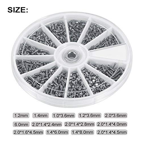 600Pcs Viti Dadi Assortimento Kit, M1 M1.2 M1.4 M1.6 12 Tipi 600Pcs Viti Dadi Assortimento Kit, M1 M1.2 M1.4 M1.6 12 Tipi
