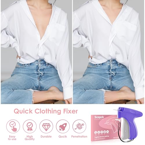 Image of Stitch Gun for Clothes - Handheld Stitch Gun Quick Clothing Fixer - Mini Sewing Kit Micro Tagging Gun - Includes 6 Needle, 1000 Black Fasteners & 1000 White Fasteners