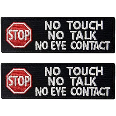 Service Dog No Touch No Talk Warning Vests/Harnesses Tactical Badge Emblem Embroidered Fastener Hook and Loop Patches Appliques 3.93 x 1.18 Inch Bubble of 2PCS Cover