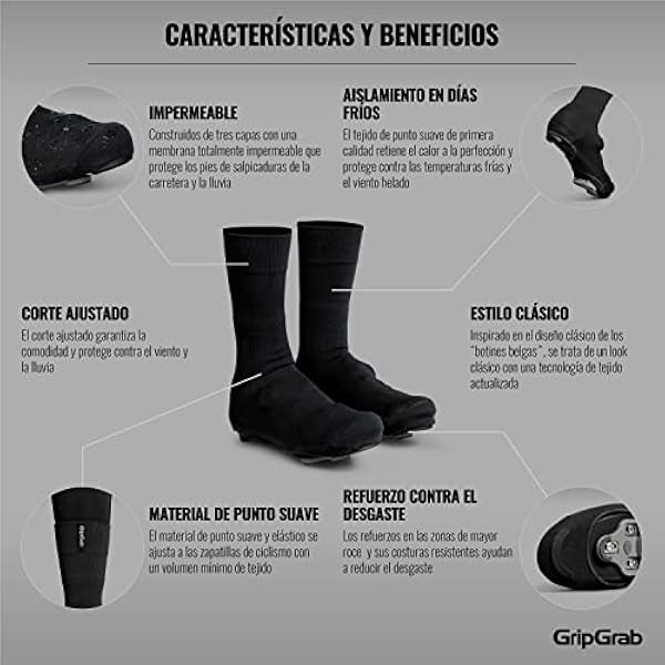 GripGrab Flandrien Waterproof Knitted Road Cycling Shoe Covers High Cut Windproof Insulating Zipperless Aero Overshoes