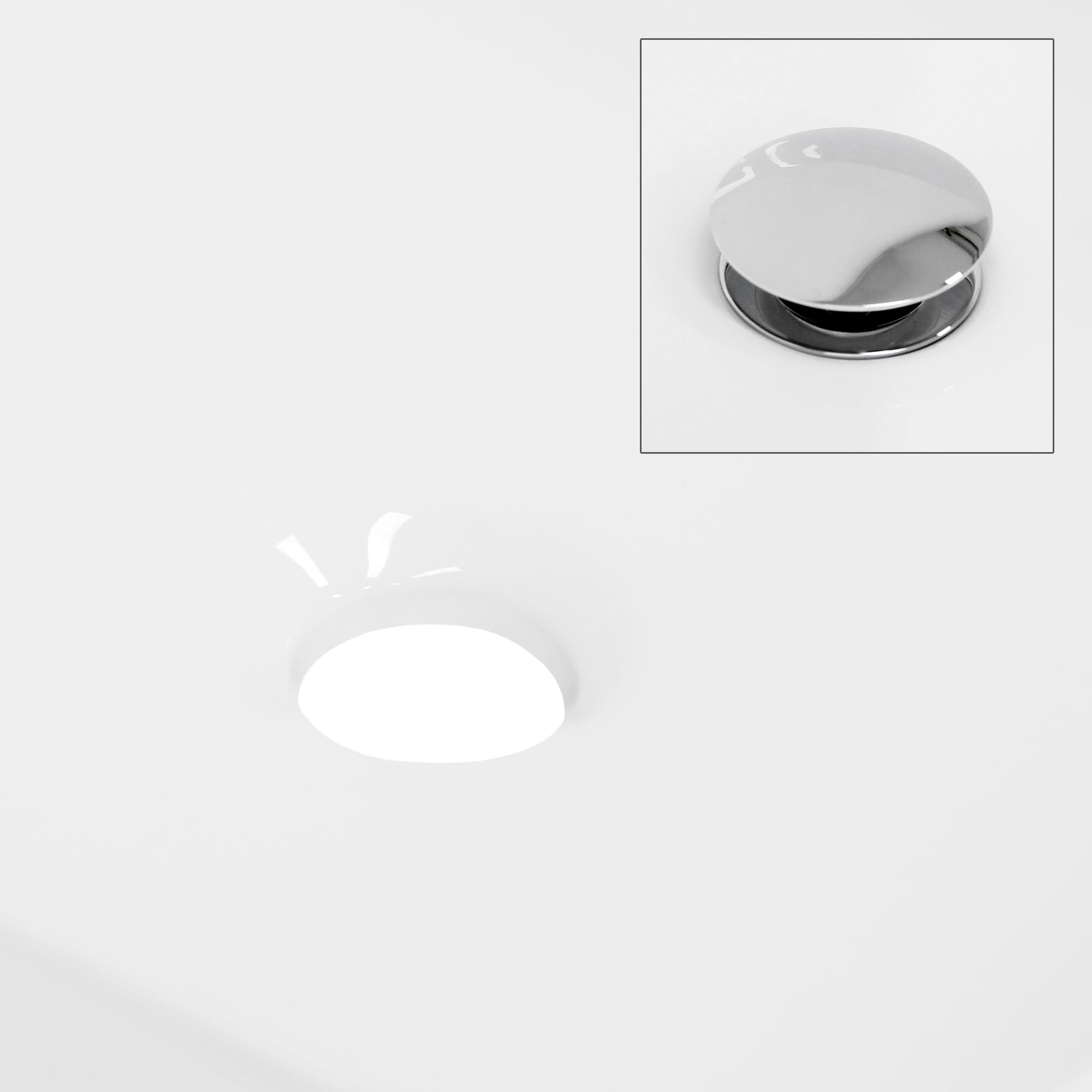 LuxeBath Lavabo Ovalado de Cerámica con Agujero Grifo Blanco Brillante Aseo Lavamanos sobre Encimera - 59x20,5x39,5 cm - Diseño moderno Pila de Pie para el Cuarto de Baño y de Invidatos-WC