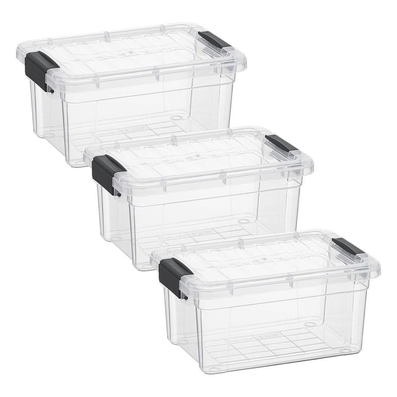 Image of Superio 3.4 Quart Clear Plastic Storage Boxes with Lids, Stackable Organizer Containers, BPA-Free Storage Bins for Home, Office, School & Dorm, 3 Pack
