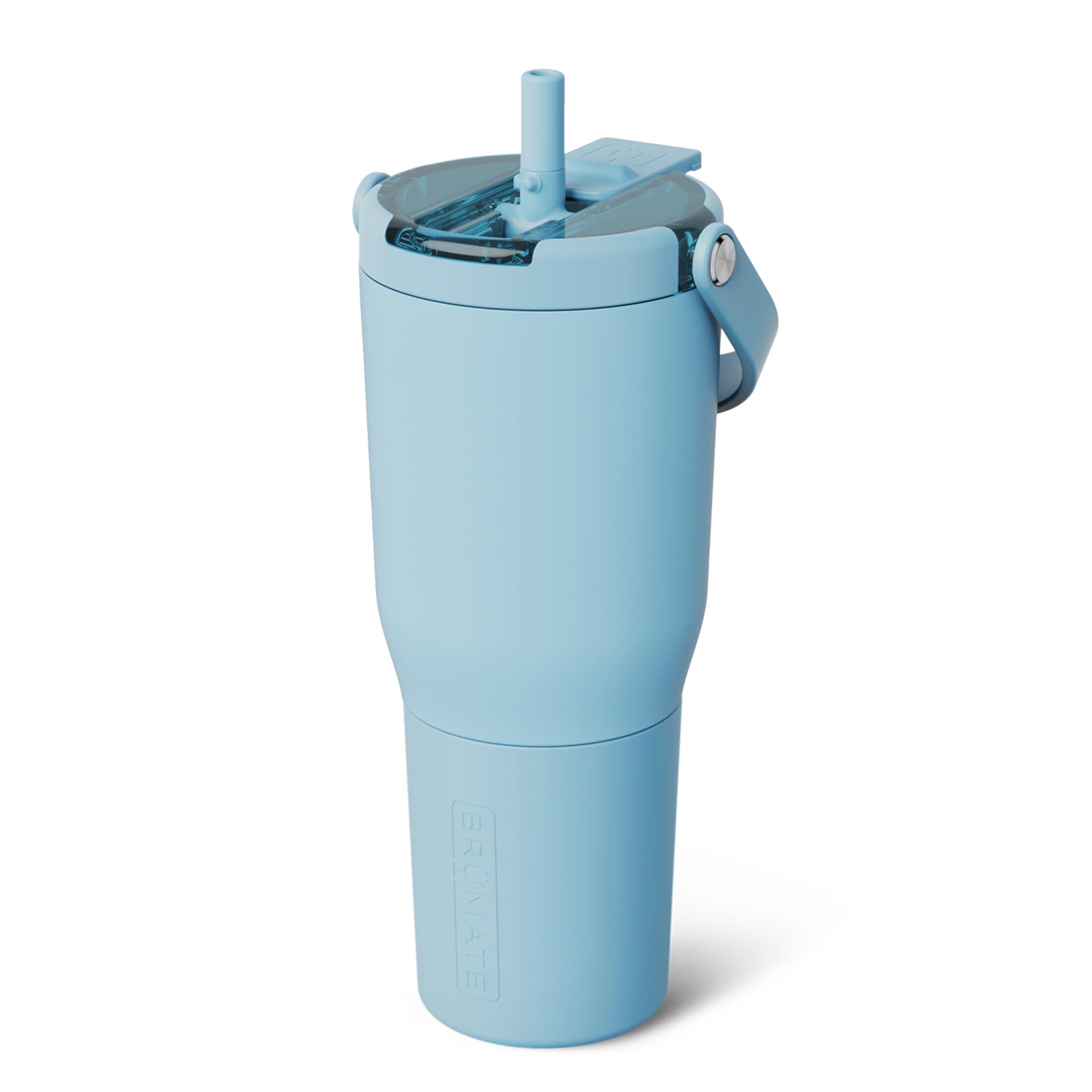 BrüMate Resa Flip 35oz Travel Tumbler with Covered Flip Down Straw | 100% Leakproof Water Bottle | Made of Insulated Stainless Steel | Cup Holder Friendly Silicone Base | 35oz (Glacier)