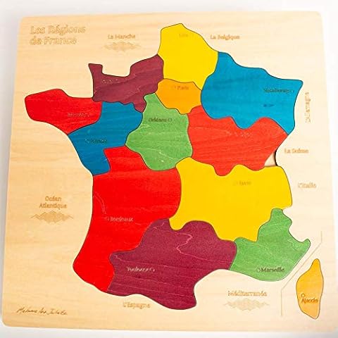 Eduk8 Map of France Wooden Jigsaw - Colourful 36x36x1cm, Great for learning French Language, Regions and Geography | Country Capitals Cover