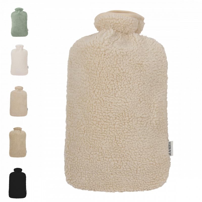 Ølav North XXL Wärmflasche mit Teddybezug, 3.4 Liter, Beige, Hergestellt aus nachhaltigen Materialien, Geschenk für Frauen, Freundin