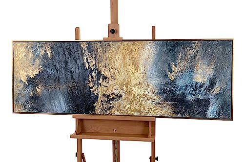 YS-Art Abstraktes Acrylbild Auf Leinwand – Handgemalt, 120x60 Cm, In Grau-Beige-Braun, Fürs Wohnzimmer