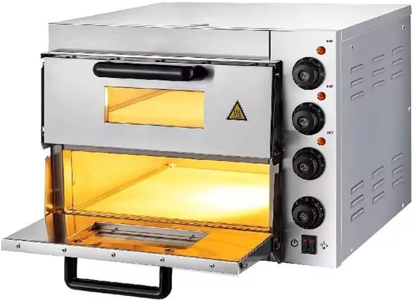 SAWEEZ Commercial Electric Pizza Oven, Double Deck Layer Multipurpose Pizza Maker, Multi-Purpose Double-layer Toaster Stainless Steel Baking Oven with Pizza Stone and Timer, for Restaurant Home
