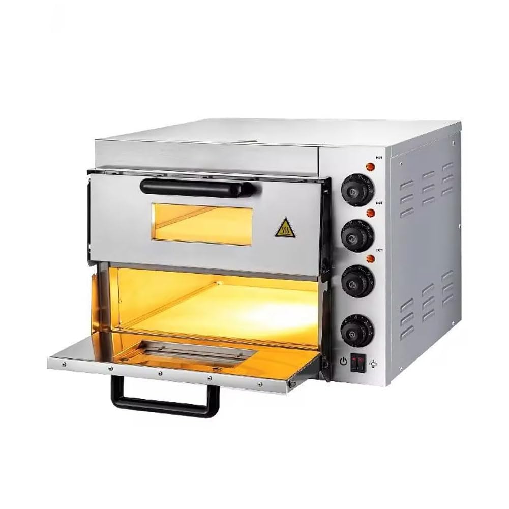 SAWEEZ Commercial Electric Pizza Oven, Double Deck Layer Multipurpose Pizza Maker, Multi-Purpose Double-layer Toaster Stainless Steel Baking Oven with Pizza Stone and Timer, for Restaurant Home