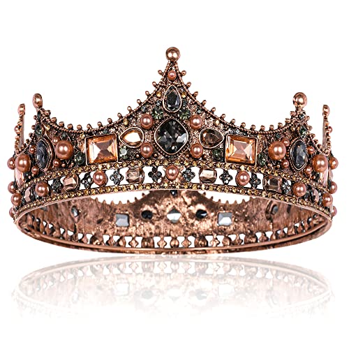 Consejos para Comprar El rey del vidrio del mes. 45 TOBAAT - Corona de vidrio barroca clásico con diamantes de imitación para hombre, corona completa de reyes para fiesta de baile de teatro, Brozen, 1 Count (Pack of 1)
