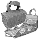 4-in-1 Hanging Toiletry Bag | Roll-up Makeup Organizer With 4 Detachable PVC Zip Pouches| Travel Toiletry Bag, 600D Oxford Fabric Material Organize Make up, Cosmetics