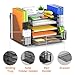 SUPEASY Mesh Desk Organizer with File Holder, 5-Tier Paper Letter Tray Organizer with Magazine Holder, Desktop Organizer and Storage with Drawer for Office Supplies Home or School (Black)