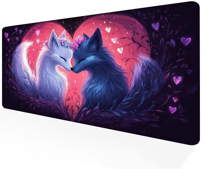 Tapis de souris renard XXL 900x500mm en caoutchouc blanc