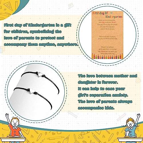 Image of Back to School Supplies, First Day of Kindergarten Bracelet, Back to School Bracelet Mommy and Me, Prek Matching Wish Bracelets Set, Adjustable Bracelet for Boys Girls Gifts Stuff Bulk