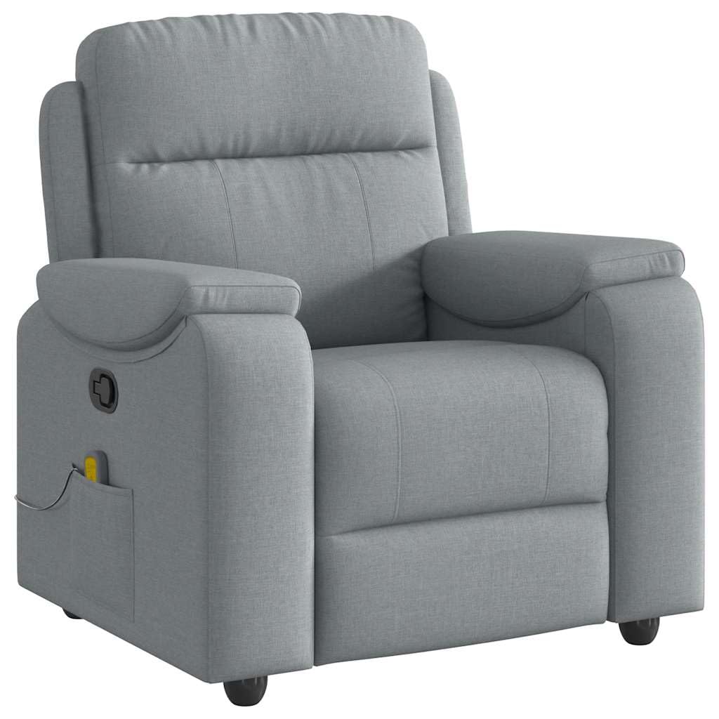 IKAYAA Sillón de Masaje Reclinable Tela, Sillón De Relax, Sillon Masaje Relax, Sillon Relax con Bolsillos Laterales Sofá Individual Sofá Relax Butaca Orejera para Salón Oficina Dormitorio Gris Claro