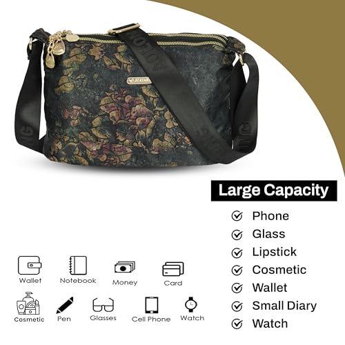 Image of Storite PU Leather Sling Bag, Crossbody Bag with Multi-Compartment for Women and Girls With Adjustable Shoulder Strap - (Green, 28.5x18x11 cm)