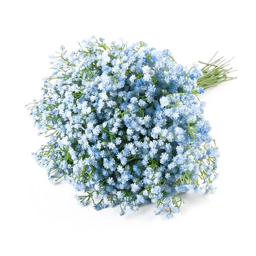 ForestM 12 Pcs Artificial Flowers Blue Artificial Gypsophila Baby Breath Flowers Artificial Gypsophila Artificial Flowers Fake Flowers Decorative for Wedding Bouquet Party Decorations
