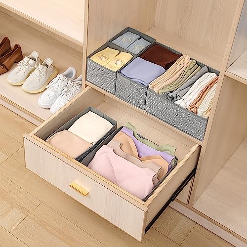 Image of House of Quirk Non-Woven Foldable Cloth Storage Box Closet Dresser Drawer Organizer Clothing Cube Basket Bins Containers Divider with Drawers for Underwear,Bras,Socks,Ties,Scarves,Set of 6(Greek Blue)
