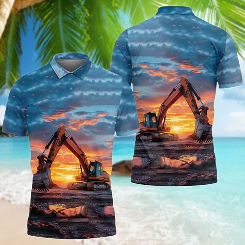 Excavator Polo Shirts for Men - Digger Short Sleeve Regular Fit Polo Shirts for Men Women Series 632