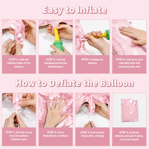 Image of Number Balloons Pink Party Balloon - Giant Number 4 Balloon, 40 Inch Large Balloon, Birthday Decorations for Women, Birthday Balloon for Anniversary Baby Shower Princess Party Decorations