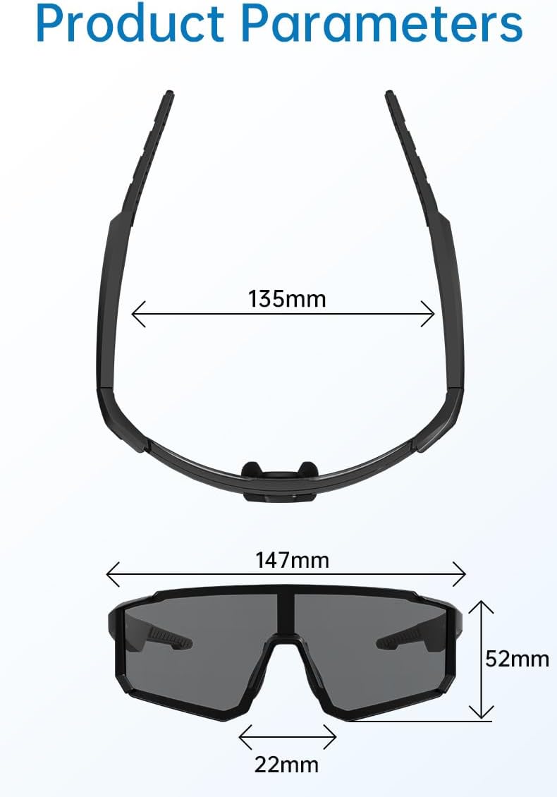 AI Smart Glasses with Chat GPT, Bluetooth Translation for 164 Languages, Photochromic Lens, Music Playback, Hands-Free Calls, UV Protection, Lightweight (Cycling smartglass s1)