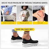 ODCKOI Damskie Sneakersy Slip On, Lekkie Oddychające Buty Sportowe Bez Sznurówek, Wygodne Buty Wsuwane do Chodzenia, Podróży i Codziennego Użytkowania Czarno-biały 37