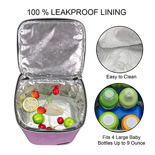Babeyer Breast Milk Cooler Bag With Ice Pack Fits 4 Baby Bottles Up To 9 Ounce, Baby Bottle Bag Great For Nursing Mom Daycare, Purple #TOP1